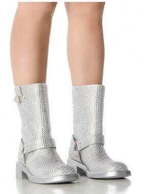 AZALEA WANG CHARITY SILVER RHINESTONE BOOTIE - 11